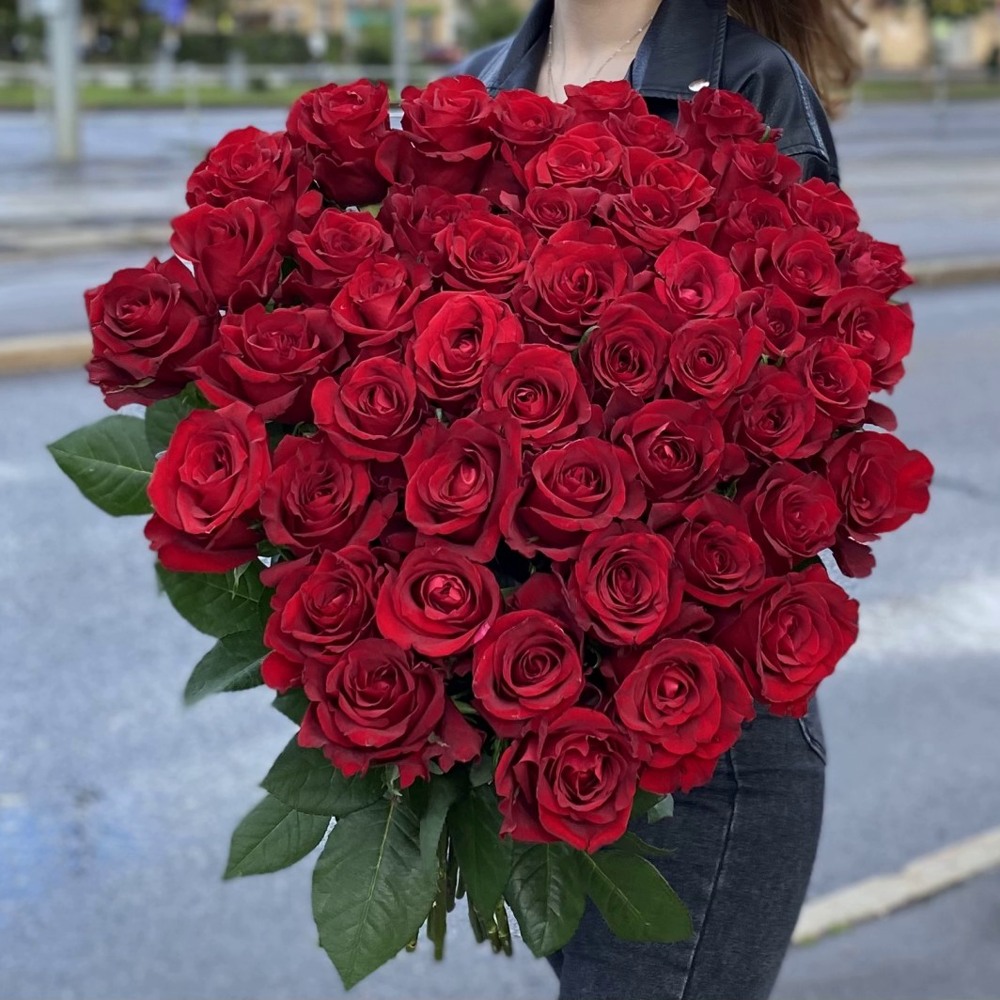 51 красная роза 80 см