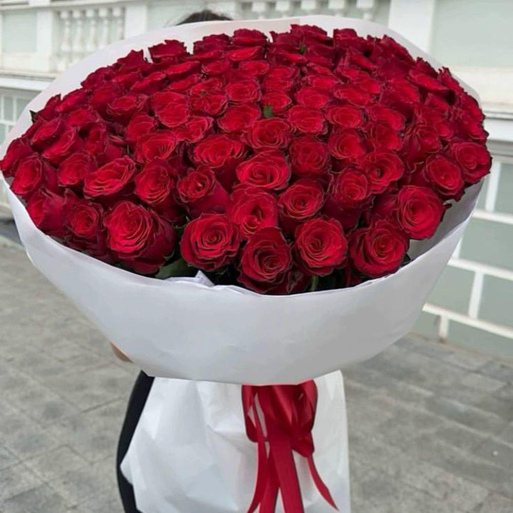 101 красная роза Premium 50 см.
