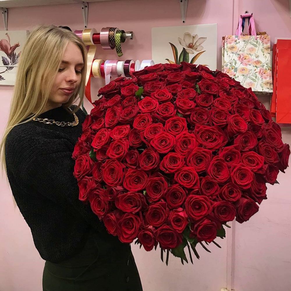 101 красная роза 40 см