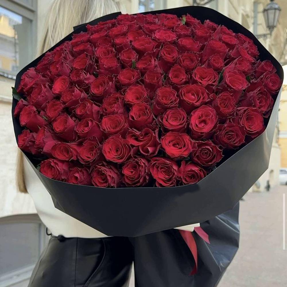 101 красная роза Premium 50 см.