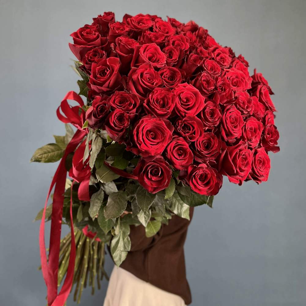 51 красная роза 100 см